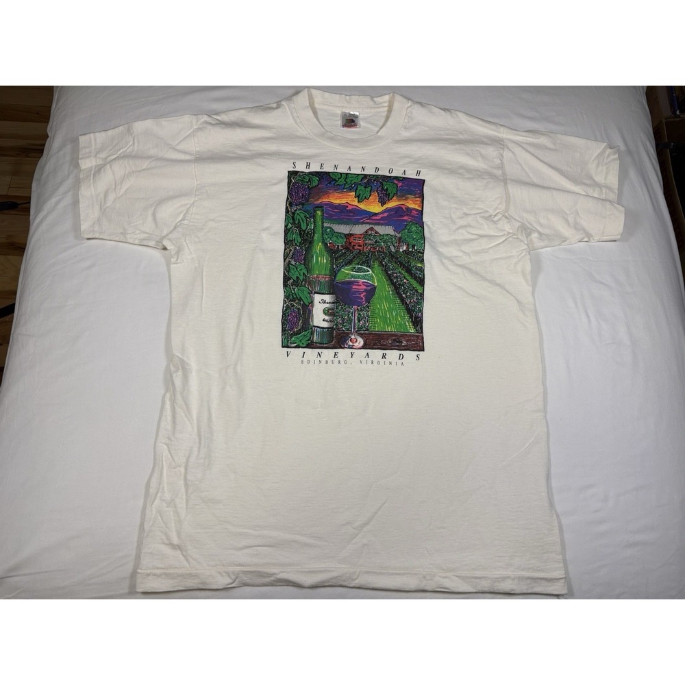 Vintage 90s Shenandoah Vineyards Virginia Wine Graphic T Shirt Mens XL USA Made